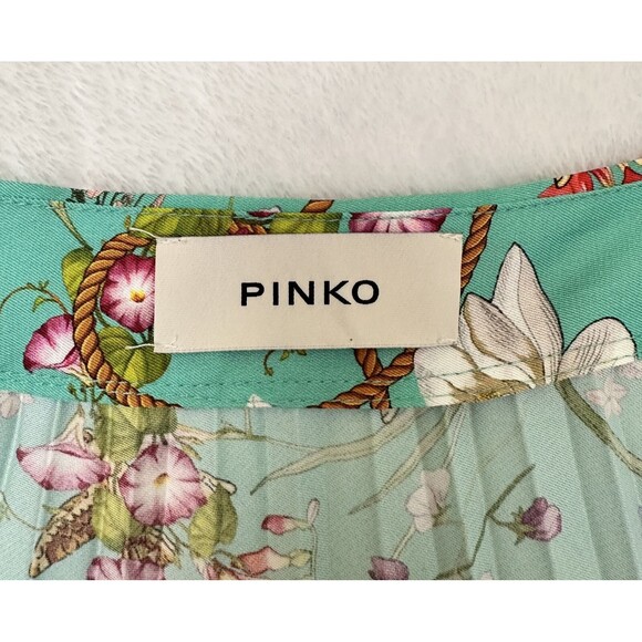 PINKO Women's Green Floral Garden Print Pleated Midi Skirt Size 8/44 - Picture 7 of 11